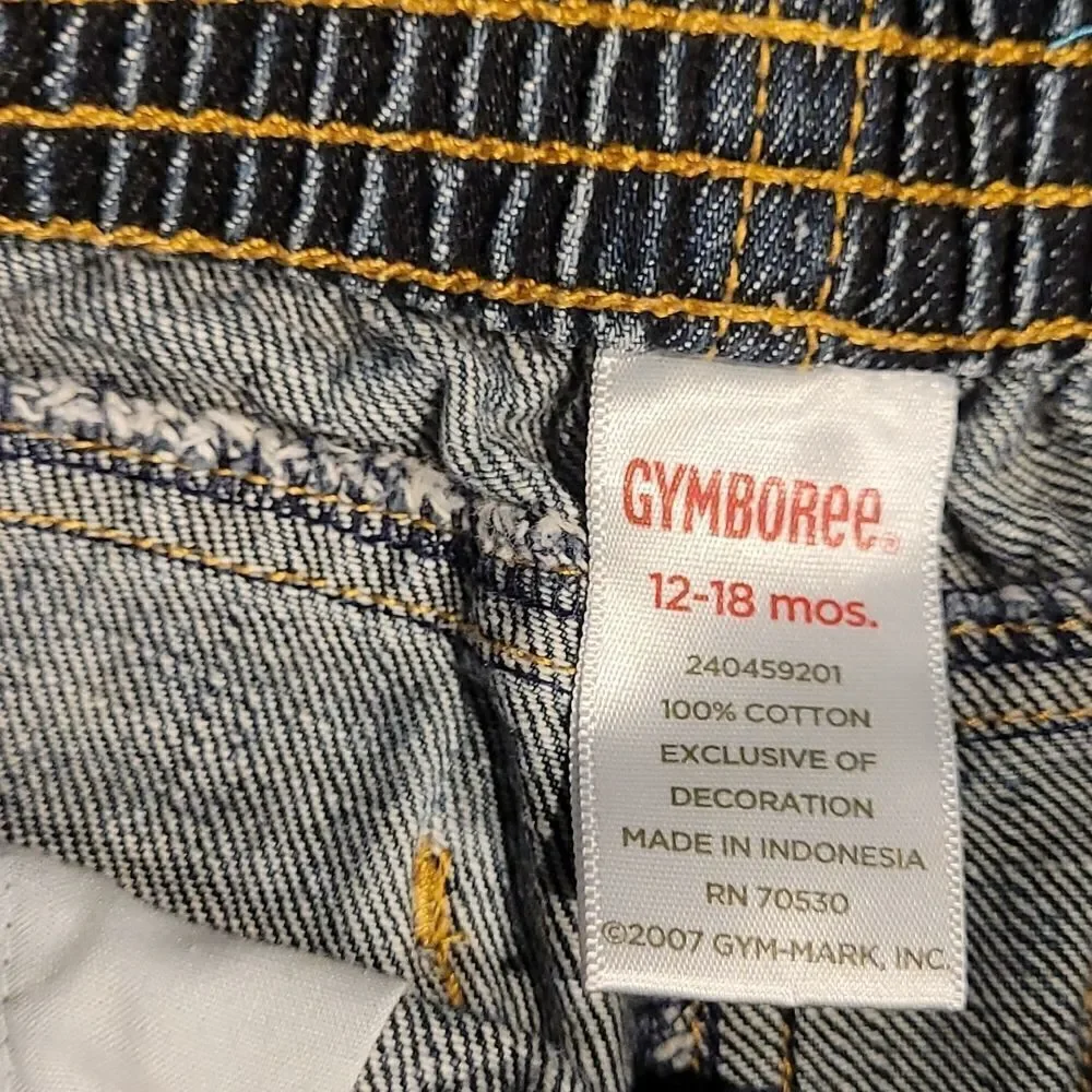Gymboree 12-18 mos denim jeans w pink trim
